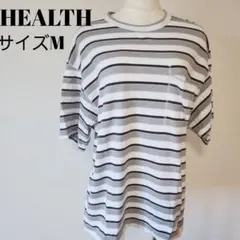 HEALTH ヘルス ストライプ Tシャツ M ホワイト ブラック