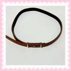 ブラウン　レザー ベルト ゴールド金具　細ベルト　オーバーニット　スーツウエスト