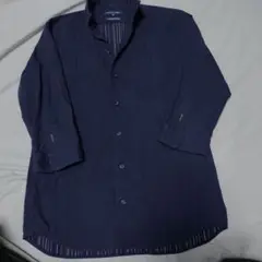 美品！⭐︎ニコル　裏ストライプ　七分袖シャツ　ネイビー