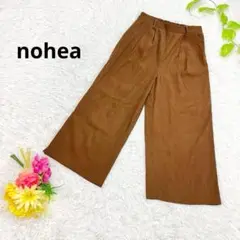 nohea ノヘア コーデュロイ ワイドパンツ　クロップド　茶　ウエストゴム　L