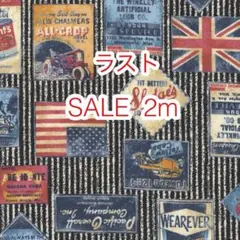 ラスト SALE 2m デニム調ワッペン ブラック オックス