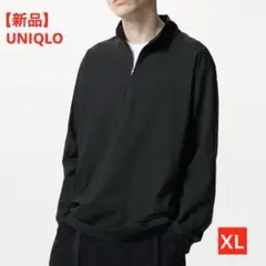 【新品】ユニクロ　ドライEXUVカットハーフジップTシャツ　ブラック　XL