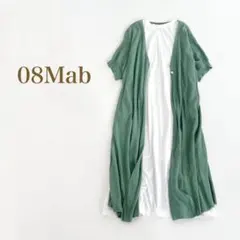 08Mab 綿麻ロングカーディガン グリーンのサムネイル