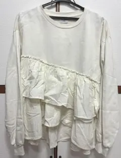 COEN ピグメントフリルドッキング裏毛プルオーバー