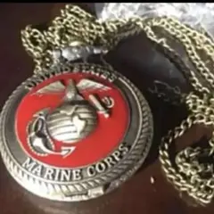 レア 新品 米軍海兵隊USMC用懐中時計アンテーク 銅製赤 作動品
