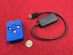 【値下げ】巻取式USBケーブル + USBハブ セット
