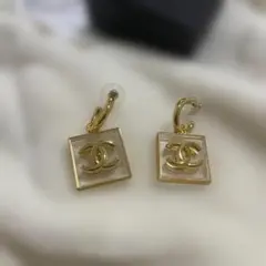 シャネル ABA586 ココマーク スクエア フープ ゴールド クリア ピアス シャネル ABA586 ココマーク スクエア フープ ゴールド クリア ピアス