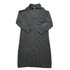 しまむら ニット ロングワンピース ハーフジップ 長袖 ブラウン Lサイズ