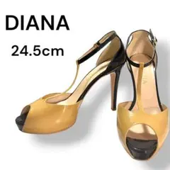 DIANA 本エナメル革Tストラップサンダル バイカラー 24.5cmのサムネイル
