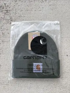 【新品】Carhartt ニット帽 ビーニー カーキ USA製 ワンポイントロゴ