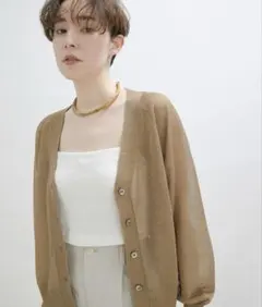 サラんアダムエロペ　カーディガン　ブラウン　シアー　ラメ