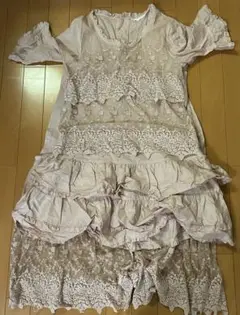 ピンクハウス　薄いピンクのレースフリルワンピース　中古　2点セット