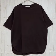◎アメリカンホリック　オーバーサイズ半袖Tシャツ M 茶 ラウンドヘム ゆるだぼのサムネイル