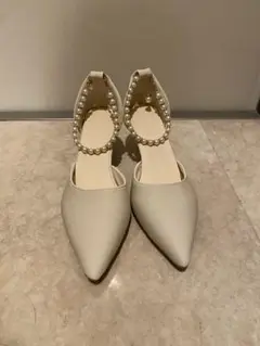 【1度使用】ホワイト パール パンプス