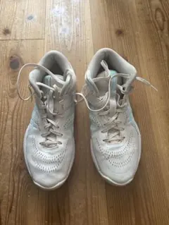 ASICS バスケットシューズ ハイカット ホワイト/水色