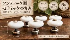 アンティーク調セラミック家具つまみ陶器ホワイト亜鉛合金キャビネットノブ6個セット