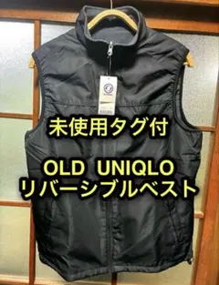 2004年 ベスト リバーシブル ナイロン フリース 無地 M 撥水 黒 Y2Kのサムネイル