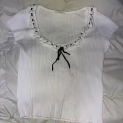 ZARA リブニット 半袖 トップス ホワイト