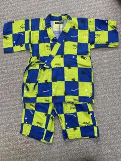 子供甚平　チェック柄昆虫プリント　サイズ120