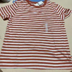 GU オレンジと白のストライプ Tシャツ L