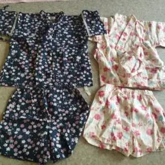 AQUSORB 女の子女児桜柄浴衣甚平2枚セットまとめ売り 90cm