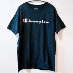 チャンピオン 半袖Tシャツ L 黒 プリント クルーネック 綿 カジュアル 古着