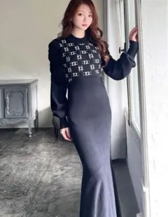 RESEXXY モノグラムマーメイドニットワンピース