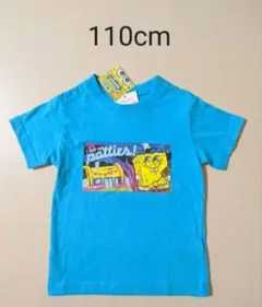 新品 スポンジボブ 半袖Tシャツ 110cm 男の子 女の子 水色 トップス。のサムネイル