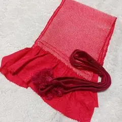 C6 帯揚げ 帯締め セット しぼり 赤ピンク