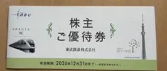東武鉄道　株主ご優待券　未使用　有効期限2026年12月31日　東武動物公園他のサムネイル