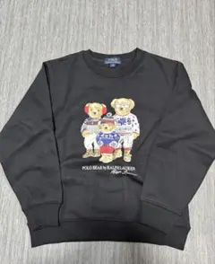 ポロラルフローレン　ファミリーベアプリント　裏起毛　黒トレーナー　140