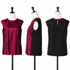 LANVIN COLLECTION シルクサテンブラウス40 日本製 ボルドーのサムネイル