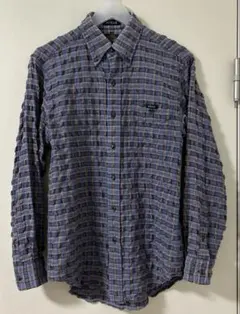 メンズ　AIGLE チェック柄　長袖シャツ　ブルー　青　サイズS