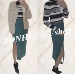 MURUA ベルテッドペンシルスカート AZULBymoussyランダムボーダー