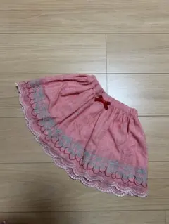 Pupil house いちご刺繍　ギンガムチェックスカート　赤　100