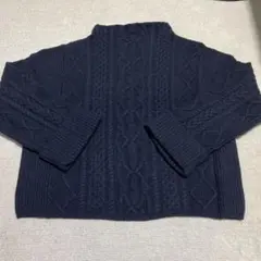 JEANASISジーナシスのケーブルハイネックニット黒