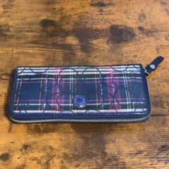 【COACH】コーチ　長財布　L字ファスナー　チェック柄