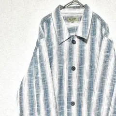 BULLIT シャツジャケット ストライプ 長袖シャツ アメカジ 水色 L