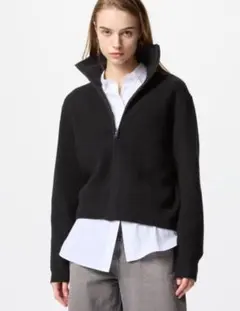 即購入❌ ユニクロ フルジップカーディガン ブラック