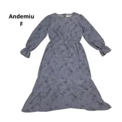 アンデミュウ　シャツワンピース　花柄　おしゃれ　アシンメトリー　フリーサイズ