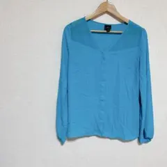 WORTHINGTON 【M】 青 Vネック 長袖シャツ ヴィンテージ