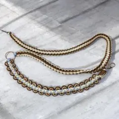 カラー変更可能　スマホショルダーストラップ ブラウンライトブルー