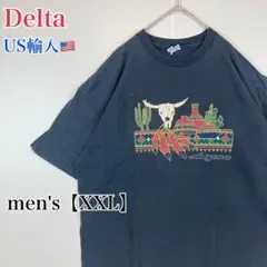 ●T775【US輸入】デルタ 半袖 Tシャツ ブラック系 men's【XXL】