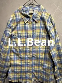 【美品】L.L.Bean チェック柄 コットンシャツ 春カラー 爽やか配色 L