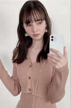 GRL ラメ入りニットワンピース　セットアップ