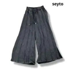 seyto ヴィンテージライク ピンタック バギー スウェットパンツ