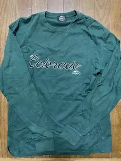 CAMP7 刺繍 長袖シャツ ダークグリーン