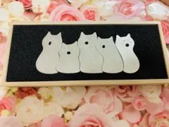猫の形 箸置き 5個セット 木製ボックス付き