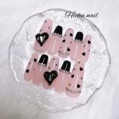 ネイルチップ ハート ピンク ちゅるん フレンチガーリー ワンホン韓国 スナ系