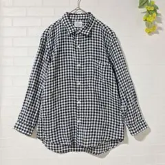 【pure linenアーバンリサーチ】ピュアリネン　ギンガムチェック　シャツL